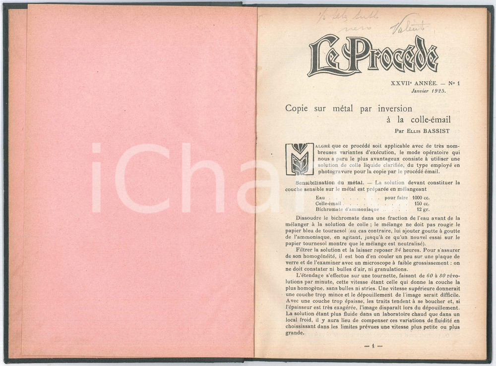 Giornale, rivista storica 1925 LE PROCÃ‰DÃ‰ FRANCE Revue mensuelle PHOTOGRAPHIE Annata completa rilegata 1