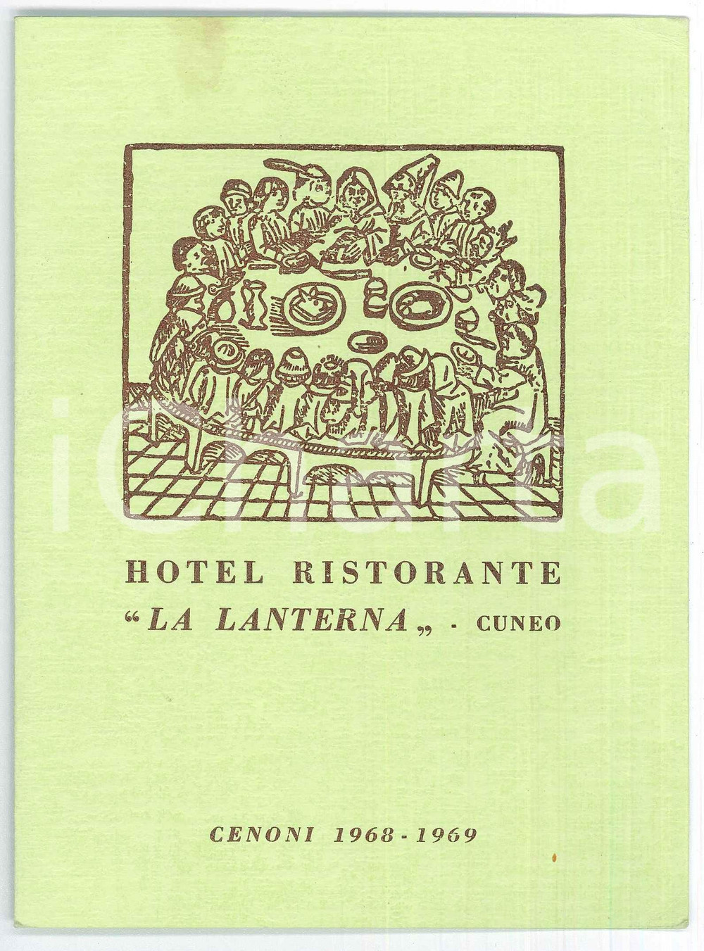 Oggetto da collezione cartaceo 1968 CUNEO Hotel Ristorante LA LANTERNA  Menu cenone + biglietto da visita 1
