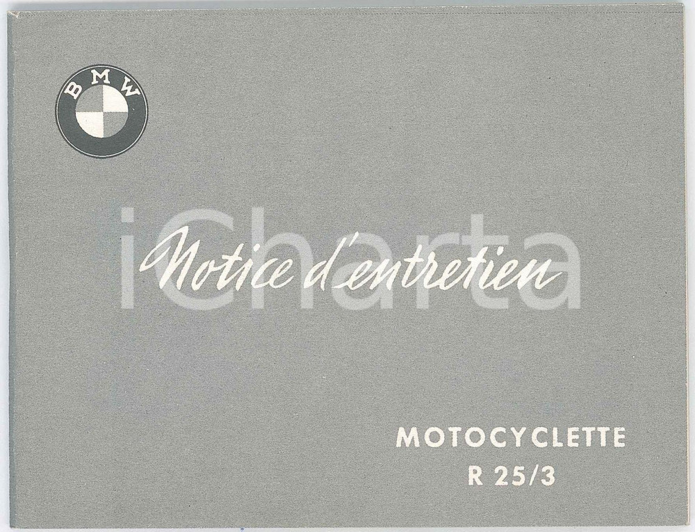 Libro, pubblicazione d epoca 1955 BMW Motocyclette R 25/3 Notice d entretien  88 pagine 1