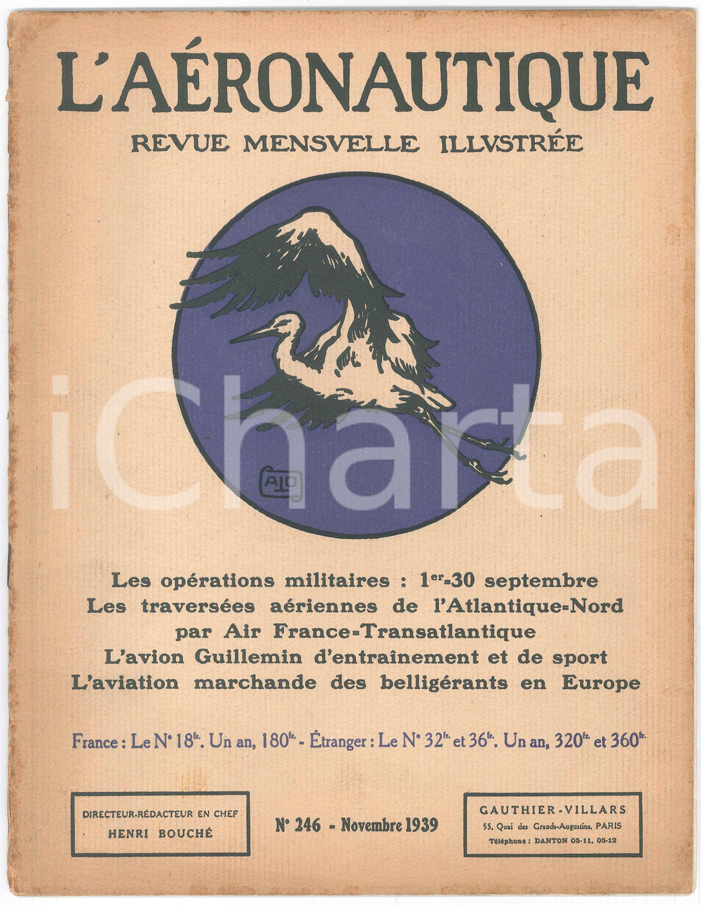 Giornale, rivista storica 1939 L AÃ‰RONAUTIQUE Avion GUILLEMIN  TraversÃ©es AIR FRANCE Transatlantique 1