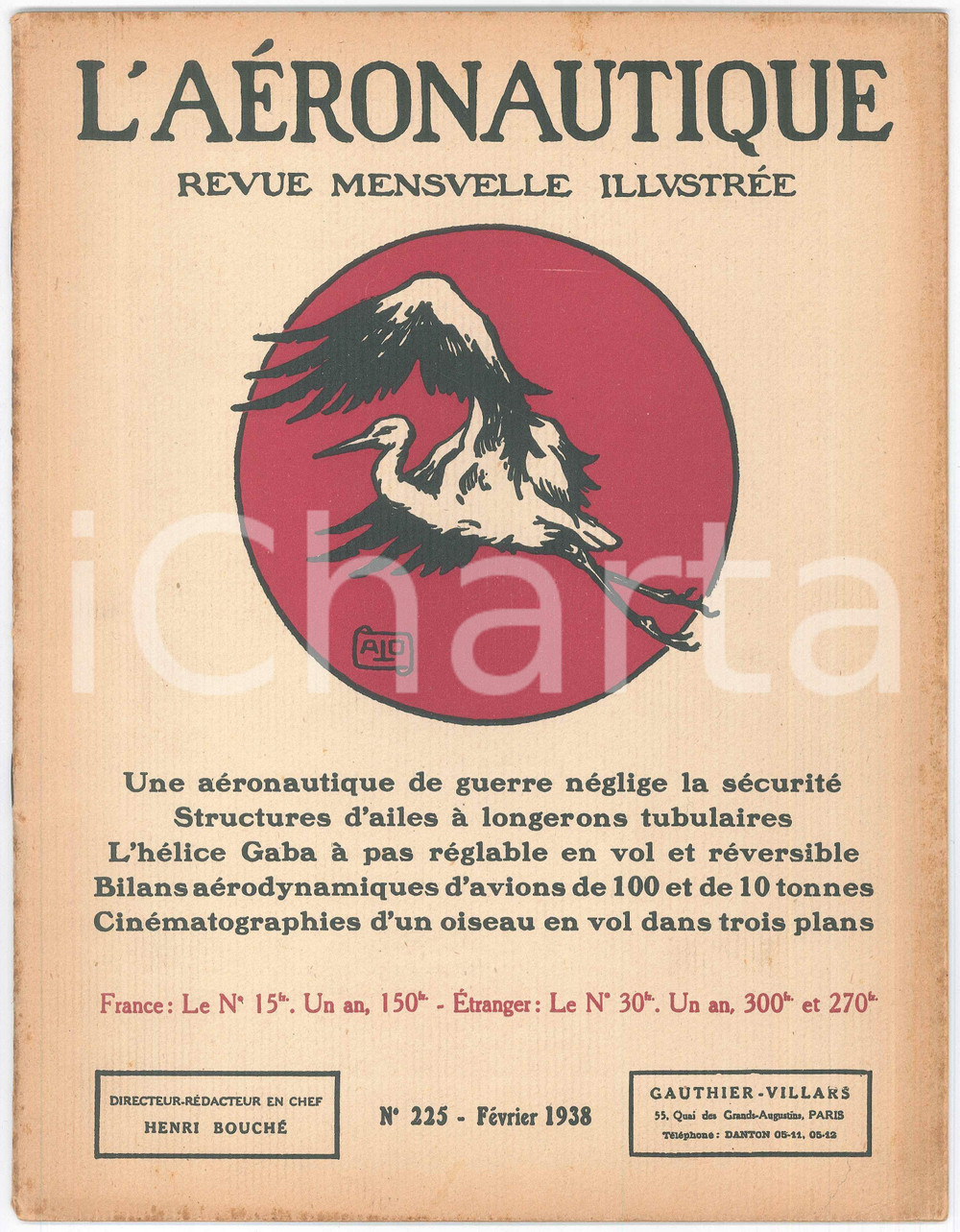 Giornale, rivista storica 1938 L AÃ‰RONAUTIQUE HÃ©lice GABA  AÃ©ronautique de guerre Revue 225 1