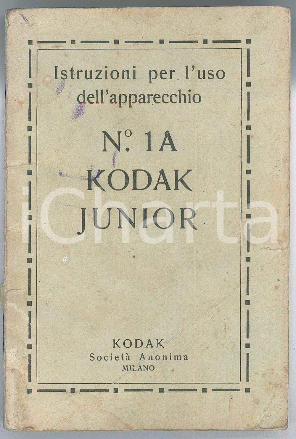 Libro, pubblicazione d epoca 1920 ca KODAK Istruzioni per l uso NÂ°.14 KODAK JUNIOR Manuale 39 pagg. 1