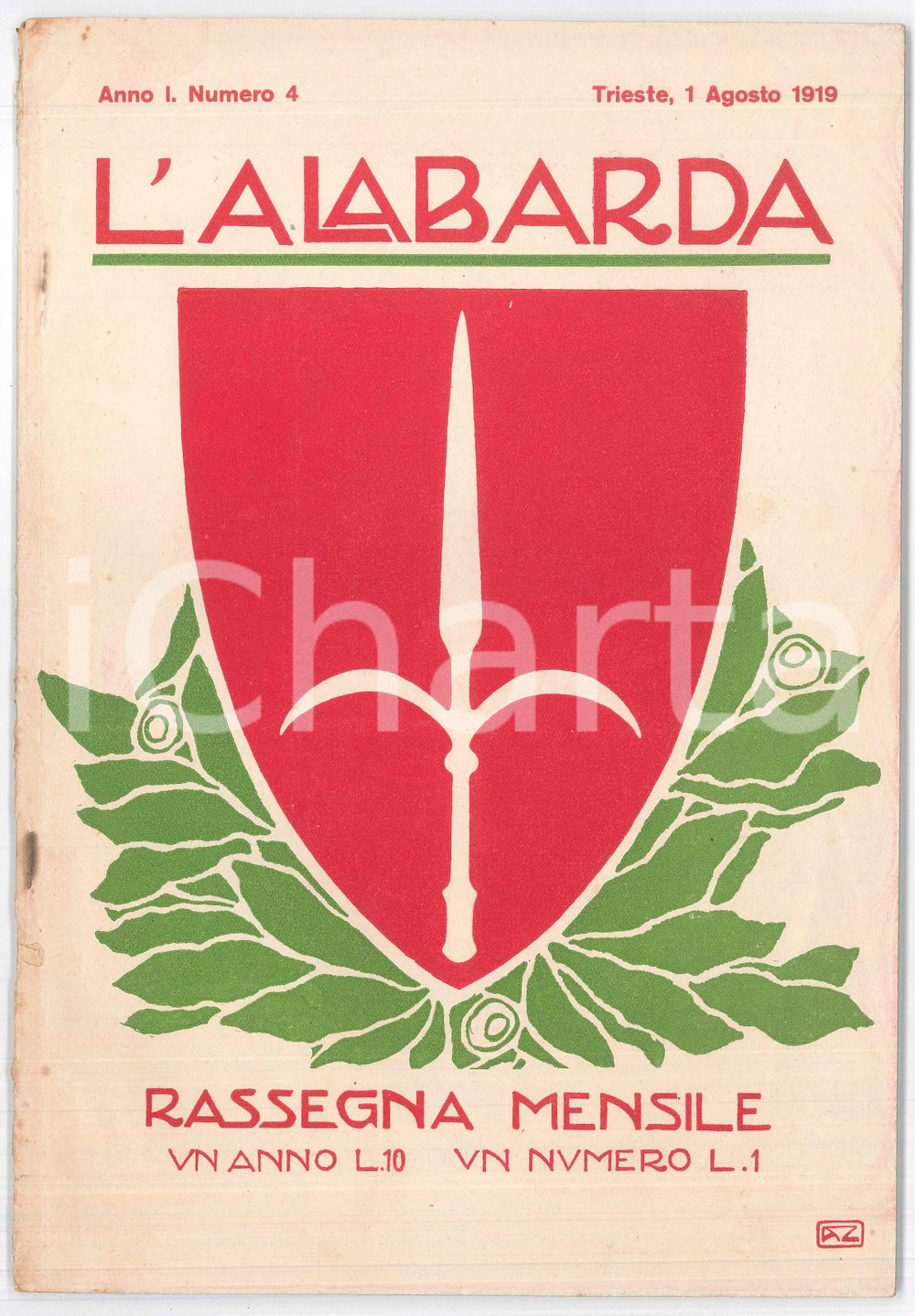 Libro, pubblicazione d epoca 1919 L ALABARDA Rivista Anno I Numero 4  Giovanni QUARANTOTTO su Nazario Sauro 1