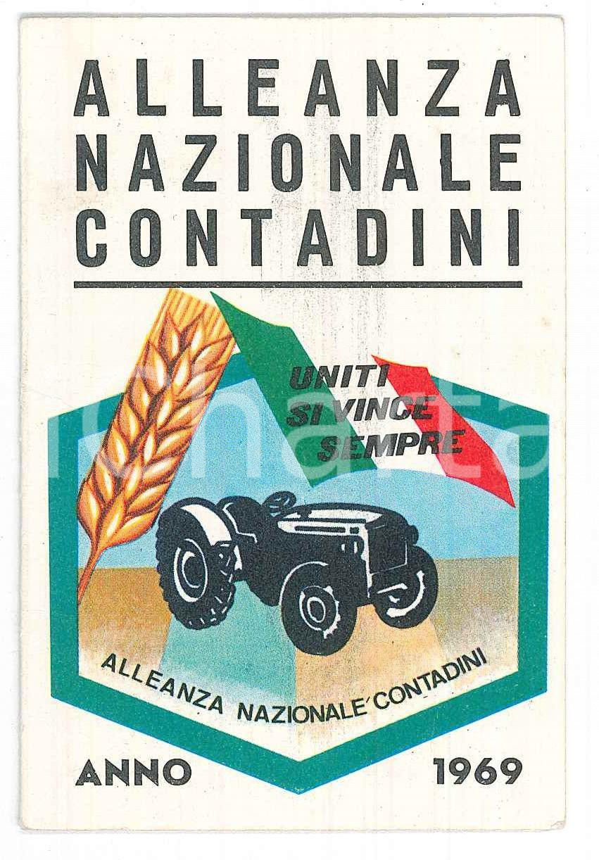 Oggetto da collezione cartaceo 1969 CORREGGIO Tessera Alleanza Nazionale Contadini  Sez. REGGIO EMILIA 1
