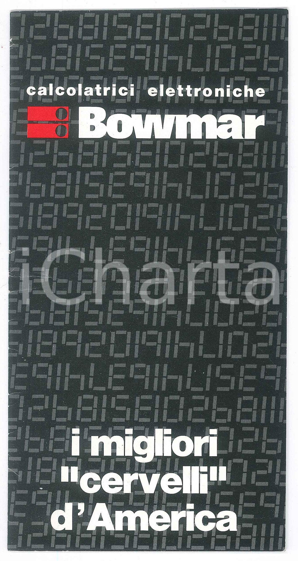 Materiale pubblicitario d’epoca 1974 BOWMAR calcolatrici elettroniche  Pieghevole pubblicitario ILLUSTRATO 1