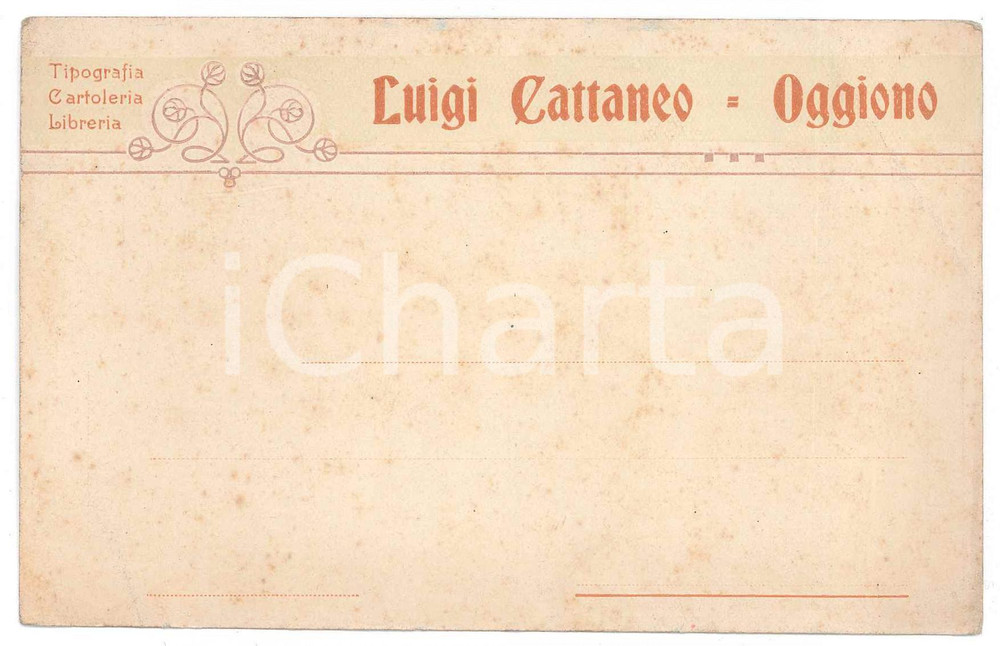 Cartolina originale da collezione 1900 ca OGGIONO LC Luigi CATTANEO Tipografia Cartoleria Libreria Cartolina FP 1