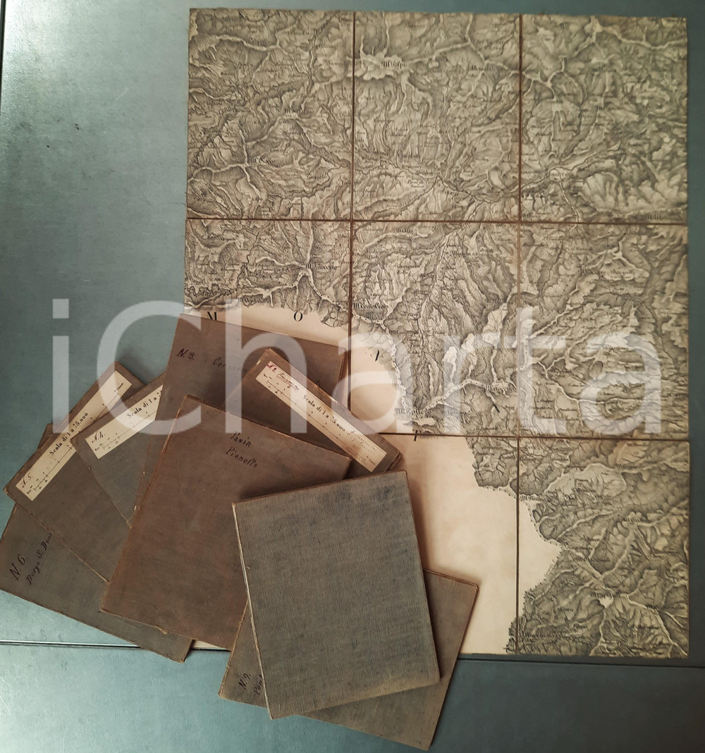 Mappa, planimetria storica 1910 ca ITALIA  Pianura Padana e Appennino  Lotto 9 mappe su tela 38x49 cm 1