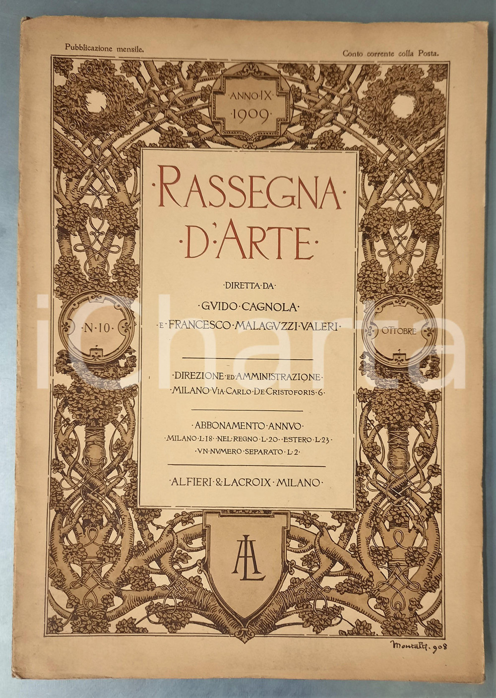 Giornale, rivista storica 1909 RASSEGNA D ARTE Chiesa di FORNO   Chiesa Collegiacone Rivista nÂ°10 1