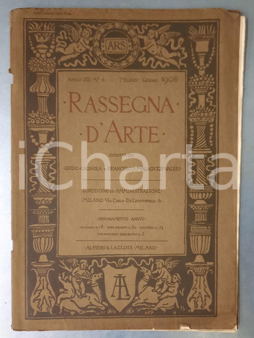 Giornale, rivista storica 1908 RASSEGNA D ARTE Mostra di miniature e ventagli a Milano Rivista nÂ°6 1