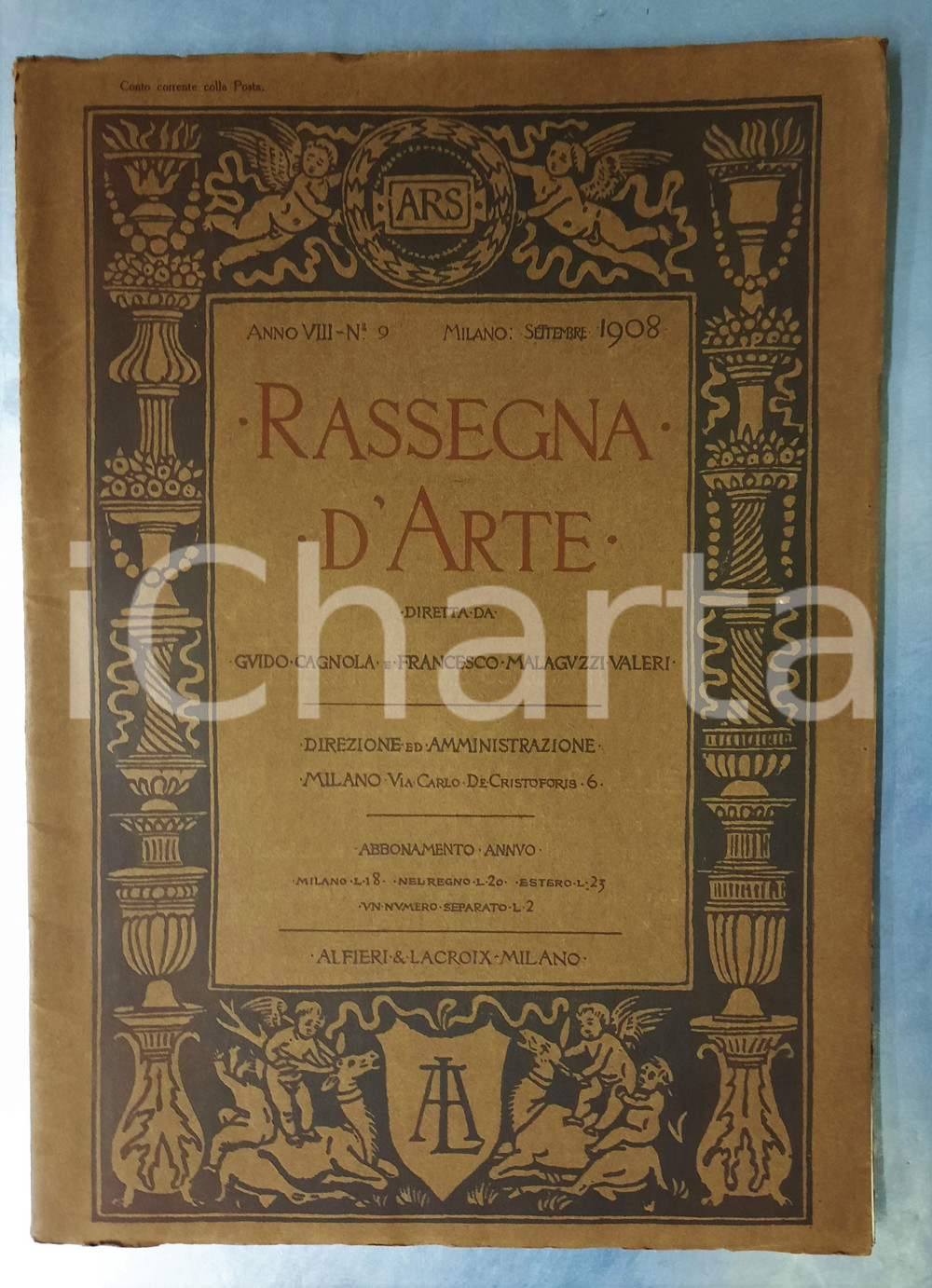 Giornale, rivista storica 1908 RASSEGNA D ARTE Opere d arte negli Ospedali di Roma Rivista nÂ°9 1