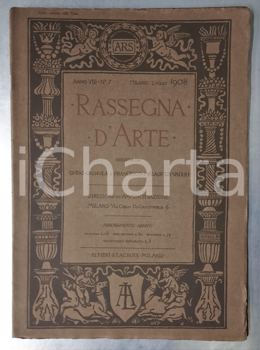 Giornale, rivista storica 1908 RASSEGNA D ARTE Palazzo Bevilacqua a Bologna  Vittorio Crivelli Rivista 7 1