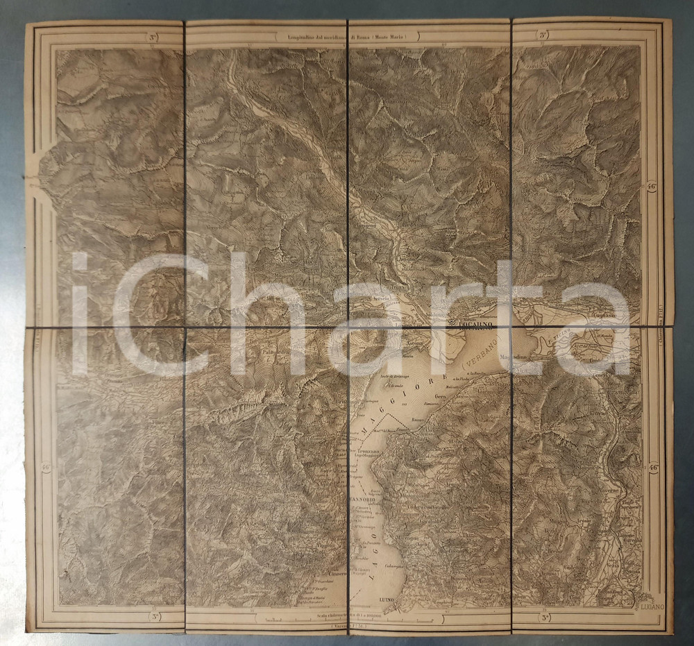 Mappa, planimetria storica 1900 ca ITALIA  LAGO MAGGIORE  CANNOBIO  Mappa su tela 43x42 cm 1