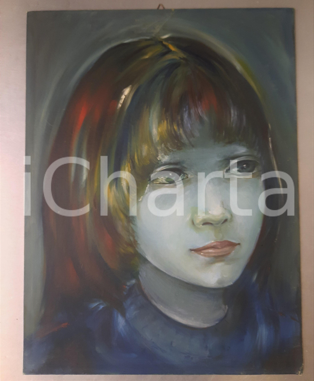 Opera d’arte autentica 1980 ca ARTE  ALLEGRINI  Ritratto di bambina  Tempera 30x40 cm 1