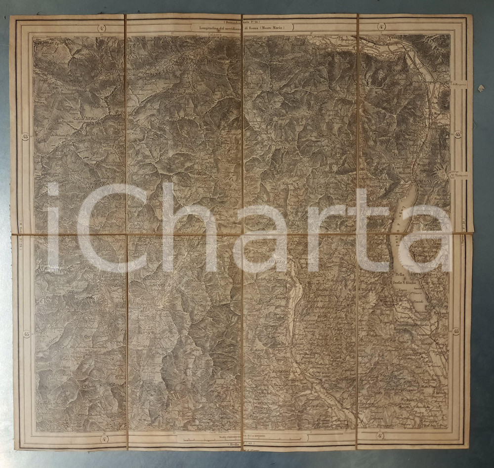 Mappa, planimetria storica 1900 ca PIEMONTE  VALSESIA  VARALLO  Mappa su tela 43x42 cm 1