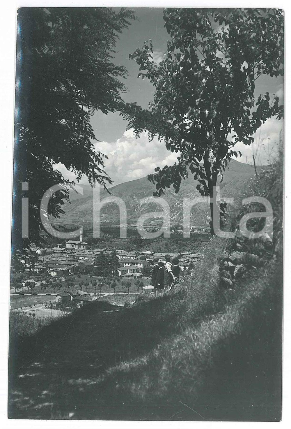 Fotografia d epoca originale 1950 ca BRIANZA  OGGIONO  Veduta panoramica  Foto ANIMATA bambini 9x14 cm 1