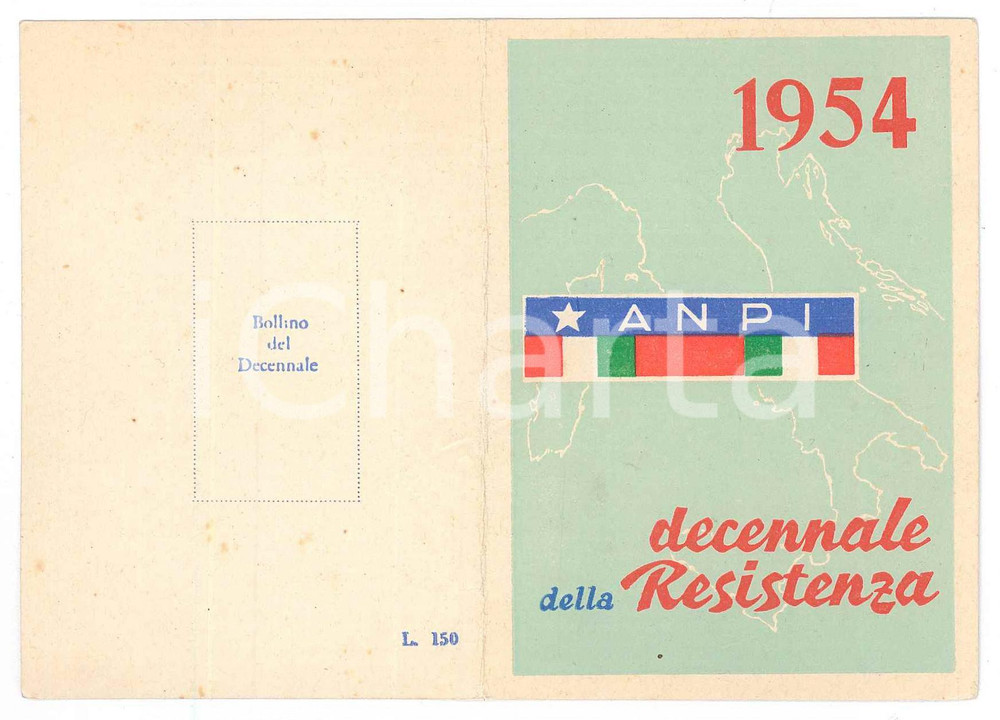 Oggetto da collezione cartaceo 1954 ANPI Sezione di CARPI Tessera del partigiano Ezio CASOLARI 7x10 cm 1