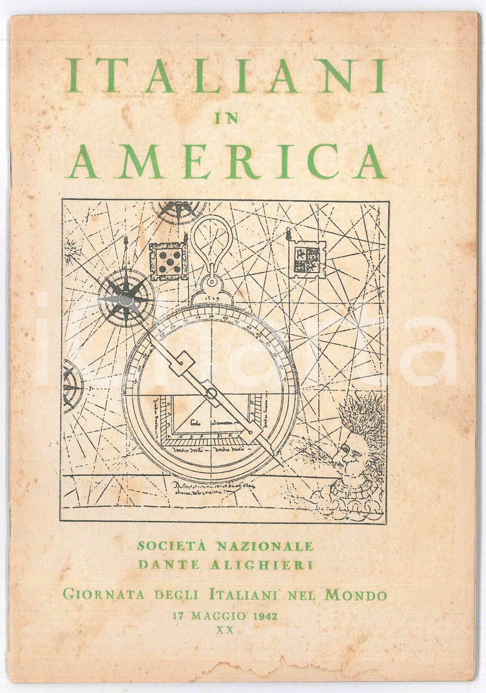 Libro, pubblicazione d epoca 1942 SOCIETÃ€ DANTE ALIGHIERI Italiani in America  Pubblicazione 16x24 cm 1