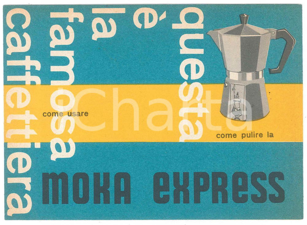 Materiale pubblicitario d’epoca 1970 ca Ditta BIALETTI  Come pulire la caffettiera moka express Pieghevole 1