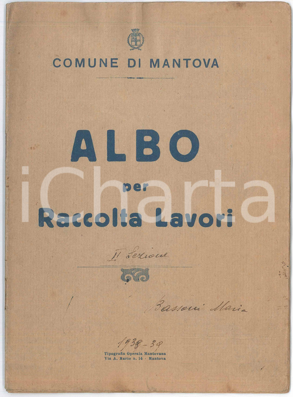 Oggetto da collezione cartaceo 193839 MANTOVA  SCUOLA  Albo raccolta lavori Maria BASSONI  Collage 1