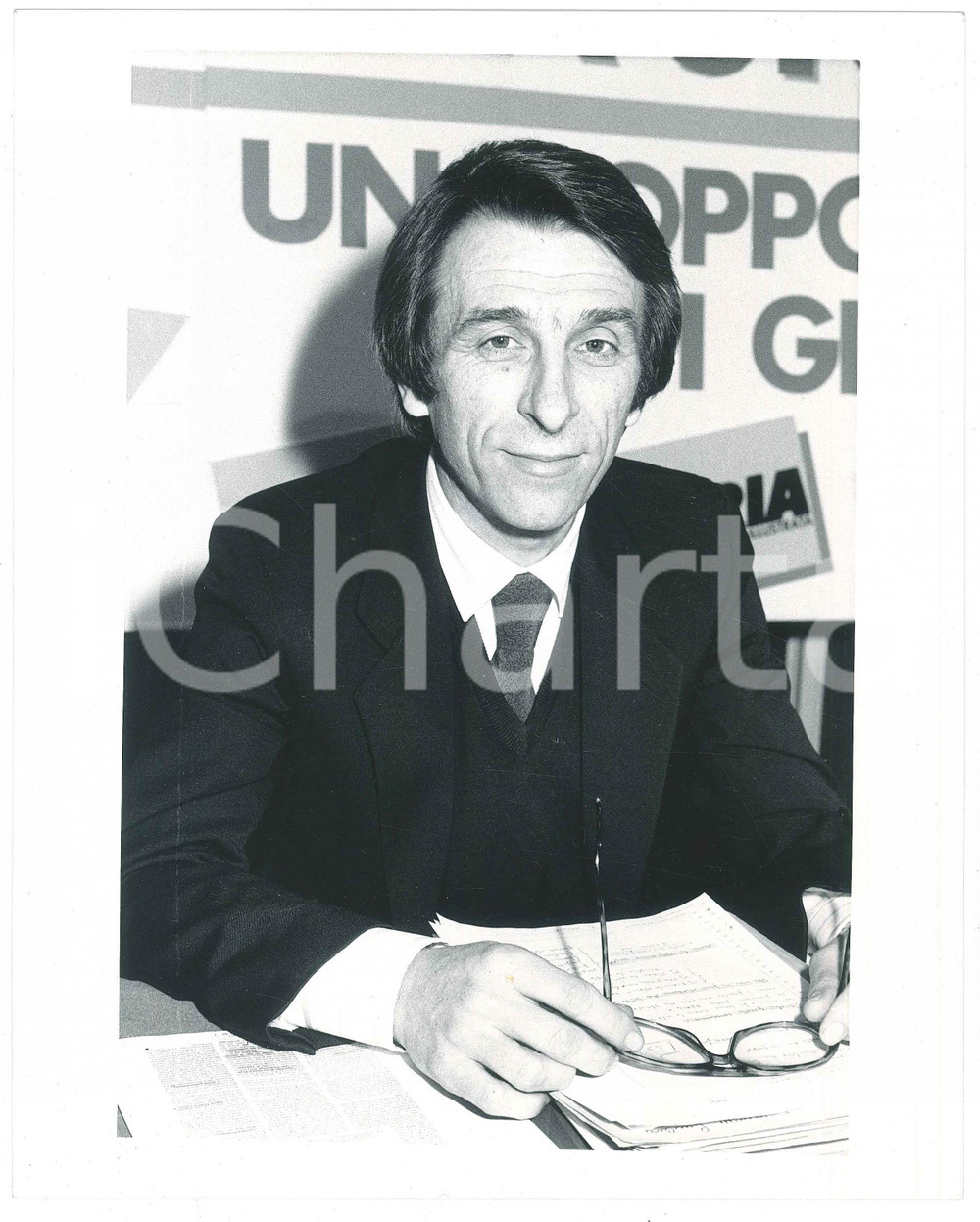 Fotografia d epoca originale 1980 ca ITALIA Gabriele BACCHI Direttore di STORIA ILLUSTRATA Foto 20x25 cm 1