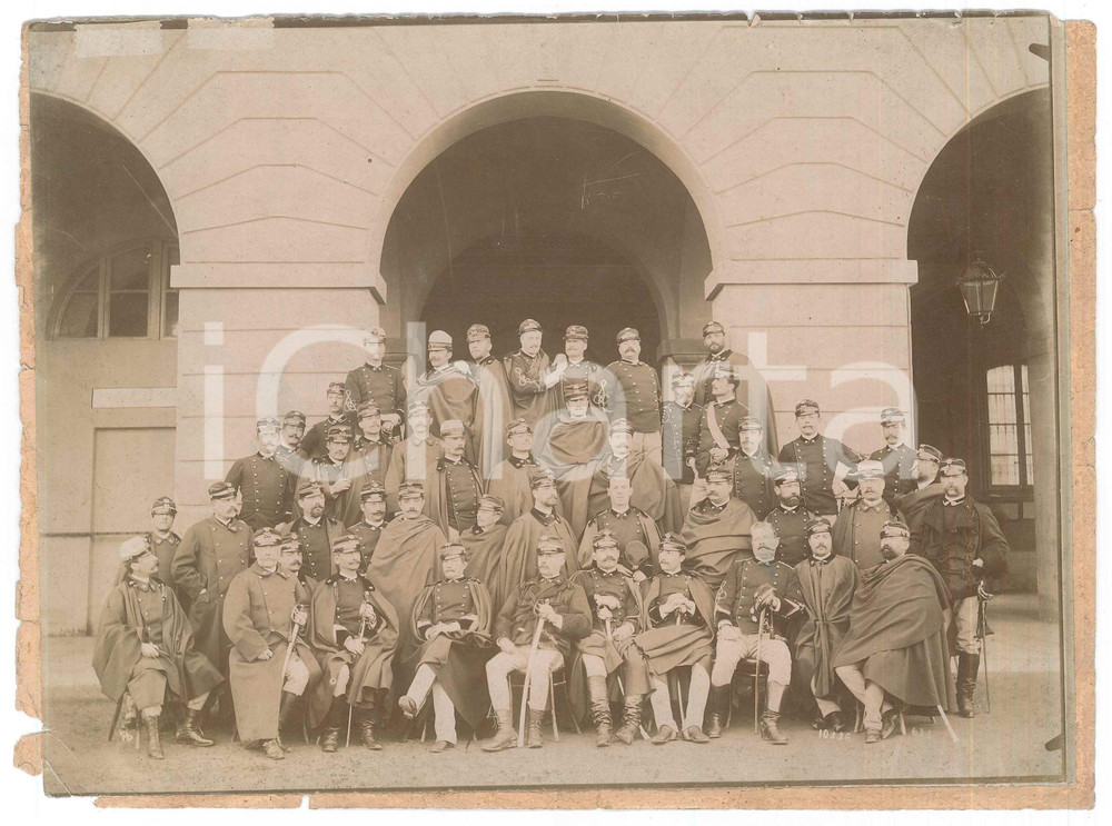 Fotografia d epoca originale 1900 ca REGIO ESERCITO VERONA ? Ufficiali 80Â° reggimento fanteria Foto 25x18 1