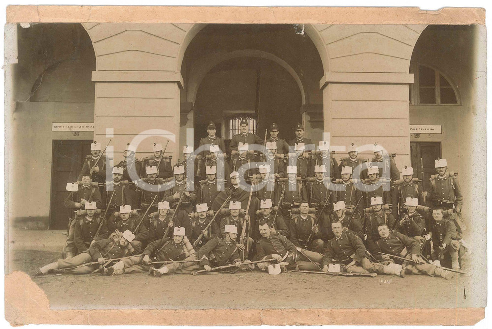 Fotografia d epoca originale 1900 ca REGIO ESERCITO VERONA ? Ufficiali 80° reggimento fanteria Foto 24x16 1