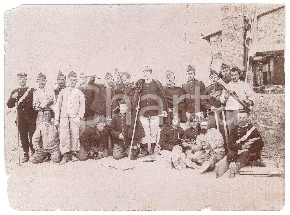 Fotografia d epoca originale 1915 ca WWI ZONA DI GUERRA 3° Reggimento ALPINI  Gruppo ufficiali Foto 23x17 1