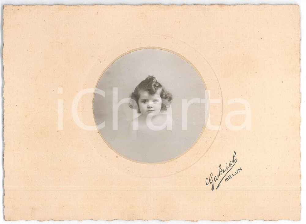 Fotografia d epoca originale 1915 ca MELUN F Ritratto di bambina Foto GABRIEL18x13 cm 1