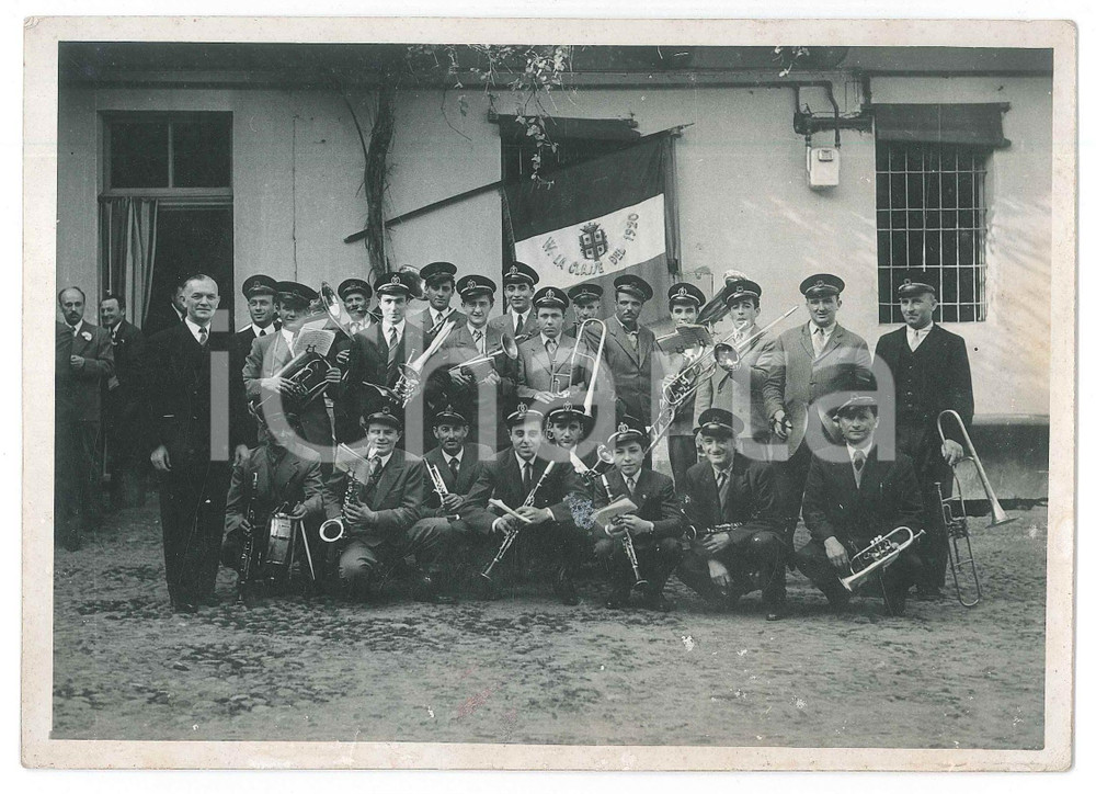 Fotografia d epoca originale 1940 ca COSTUME ITALIA Festa per la leva 1920  Banda musicale Foto 18x13 cm 1