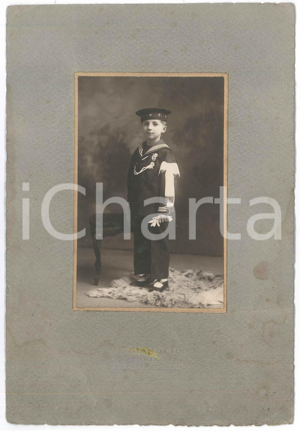 Fotografia d epoca originale 1925 ca TORINO Marinaretto alla Prima Comunione  Foto A. GIANOLIO 1