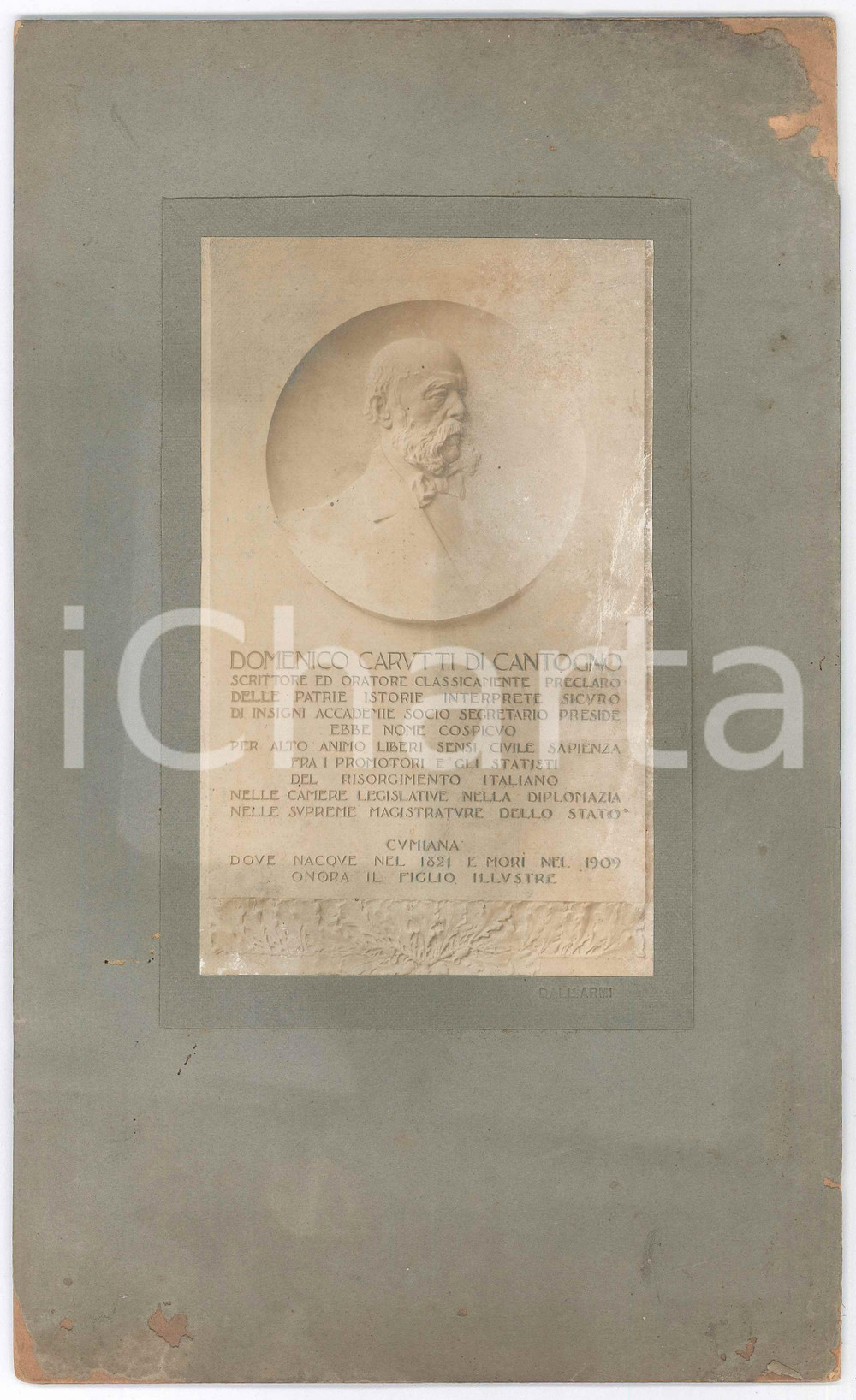 Fotografia d epoca originale 1910 ca TORINO Lapide a Domenico Carutti di Cantogno Foto DALL ARMI 19x30 cm 1