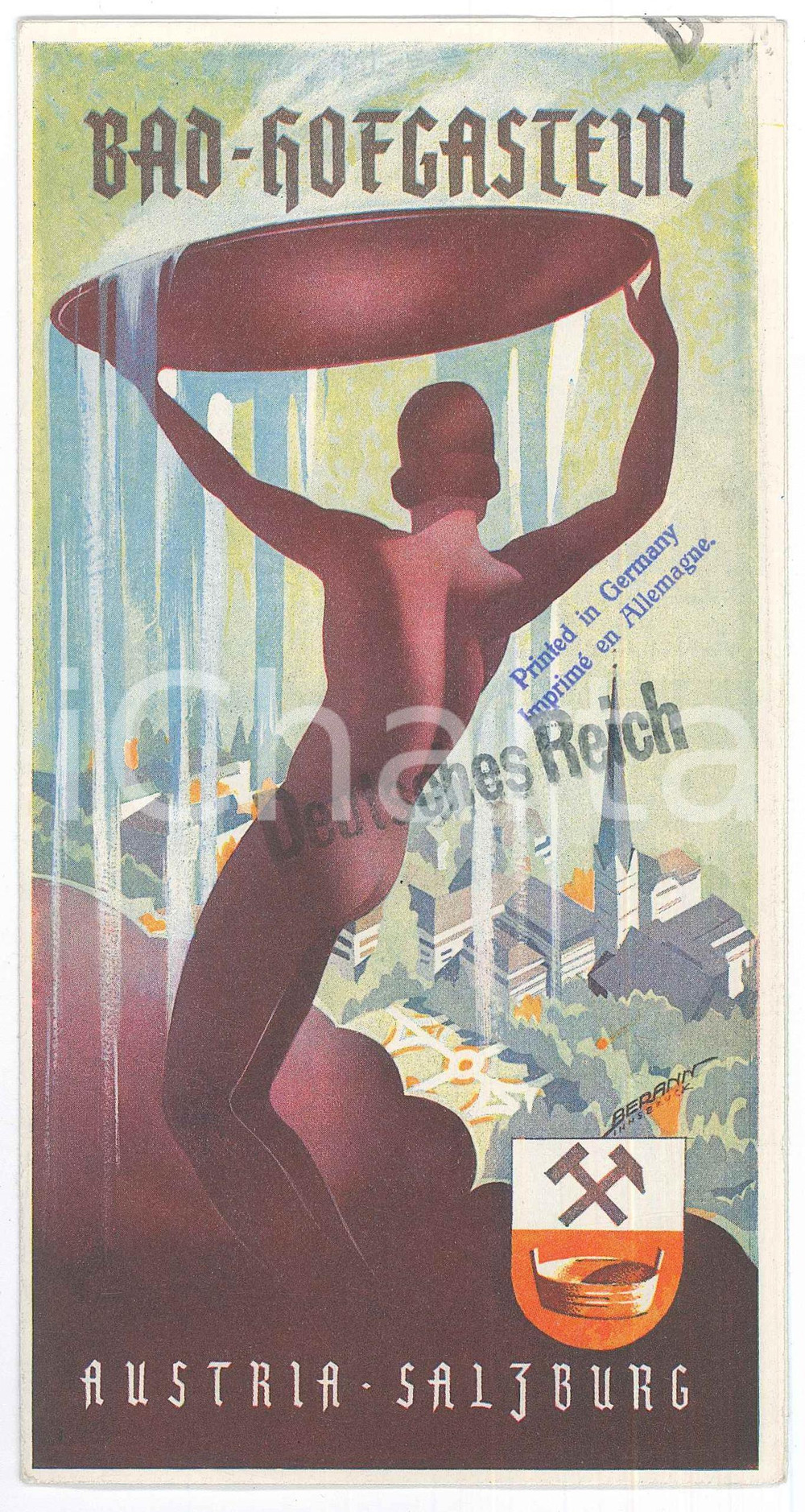 Materiale pubblicitario d’epoca 1935 ca BAD HOFGASTEIN AUSTRIA Pieghevole pubblicitario ILLUSTRATO 1