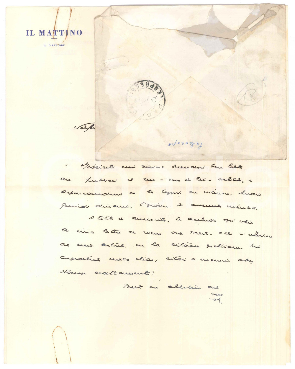 1963 NAPOLI IL MATTINO Direttore Giovanni ANSALDO su pubblicazione *Autografo