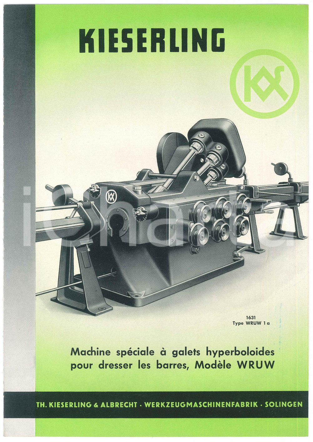 Materiale pubblicitario d’epoca 1961 SOLINGEN Th. KIESERLING & ALBRECHT  Machine WRUW pour barres Catalogue 1