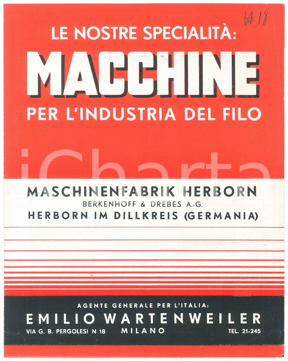 Materiale pubblicitario d’epoca 1960 ca Maschinenfabrik HERBORN  Macchine per industria del filo Pieghevole 1