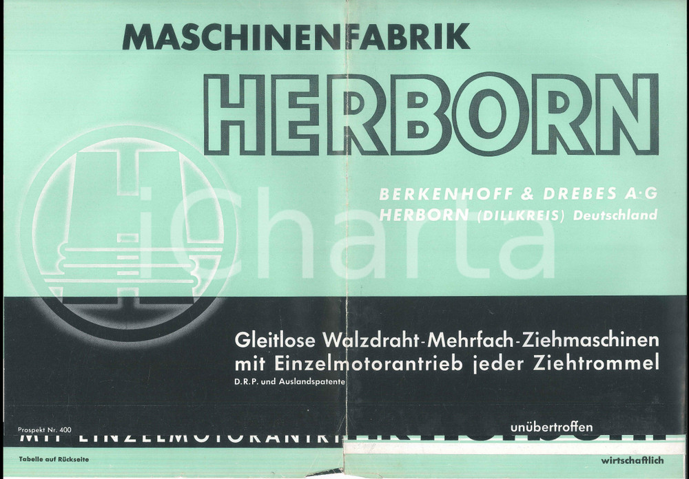 Materiale pubblicitario d’epoca 1960 ca HERBORN D Maschinenfabrik HERBORN  Prospekt  Tabelle ILLUSTRATED 1