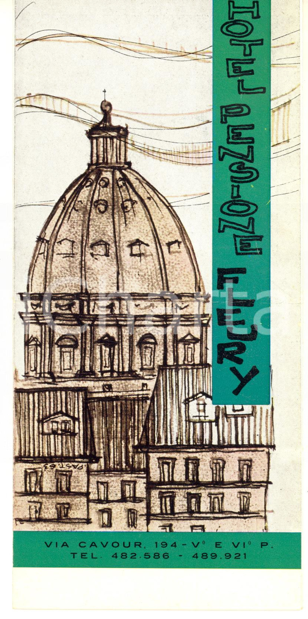 Materiale pubblicitario d’epoca 1970 ca ROMA Hotel FLEURY  Pieghevole pubblicitario ILLUSTRATO 1