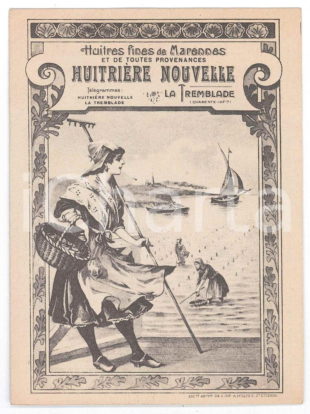 Materiale pubblicitario d’epoca 1924 LA TREMBLADE  HUITRIERE NOUVELLE  Listino prezzi ingrosso 1