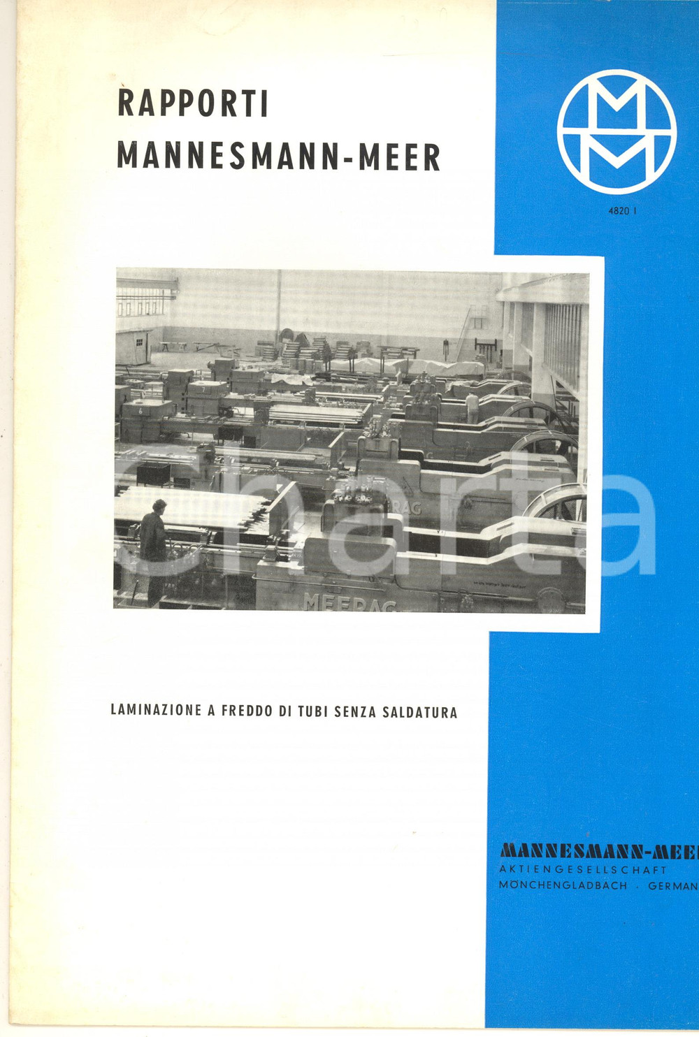 Libro, pubblicazione d epoca 1959 GERMANY Ditta MANNESMANNMEER Rapporti  Laminazione a freddo ILLUSTRATO 1