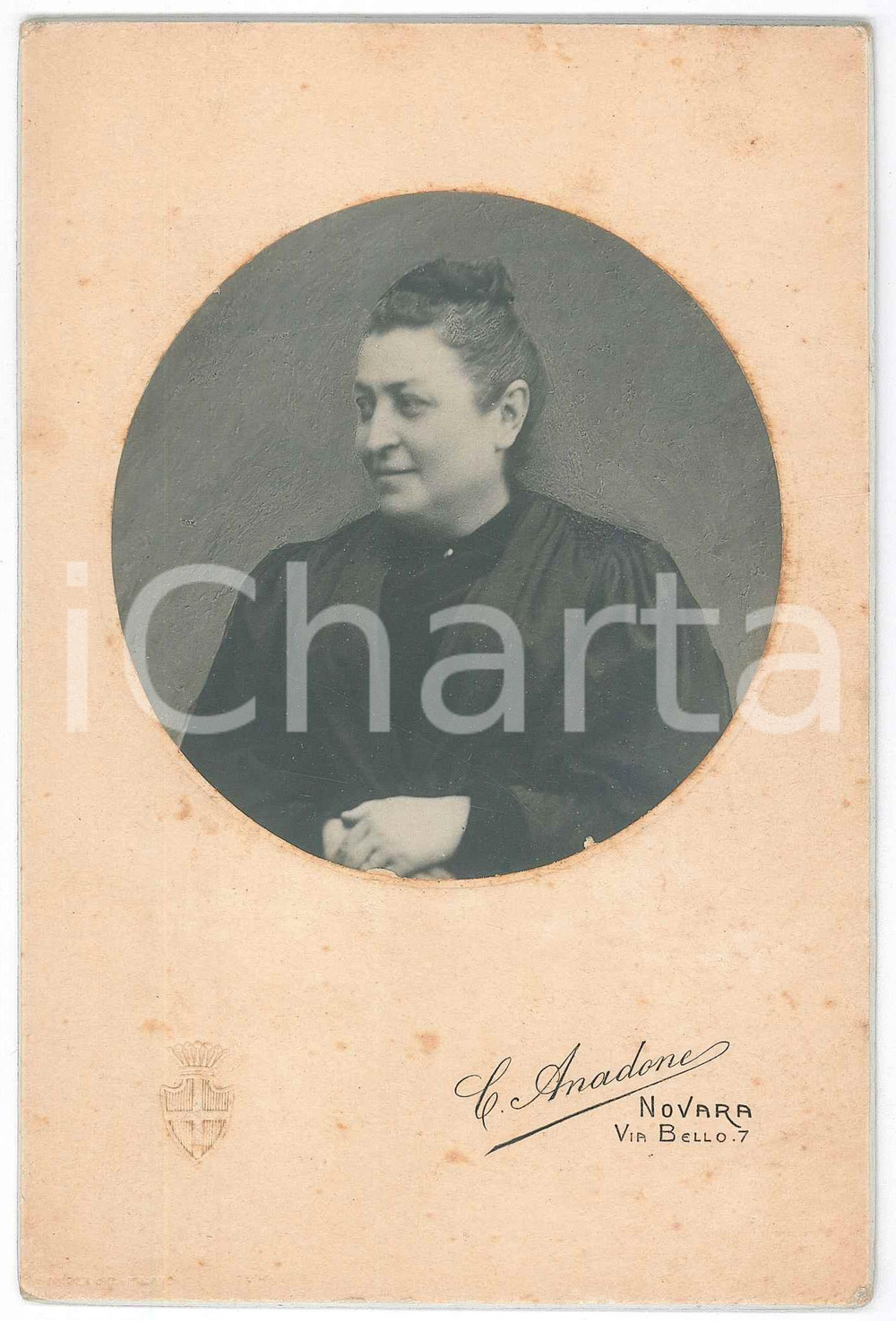 1900 ca NOVARA Donna in abito scuro - Ritratto *Foto Carlo ANADONE 11x16 cm