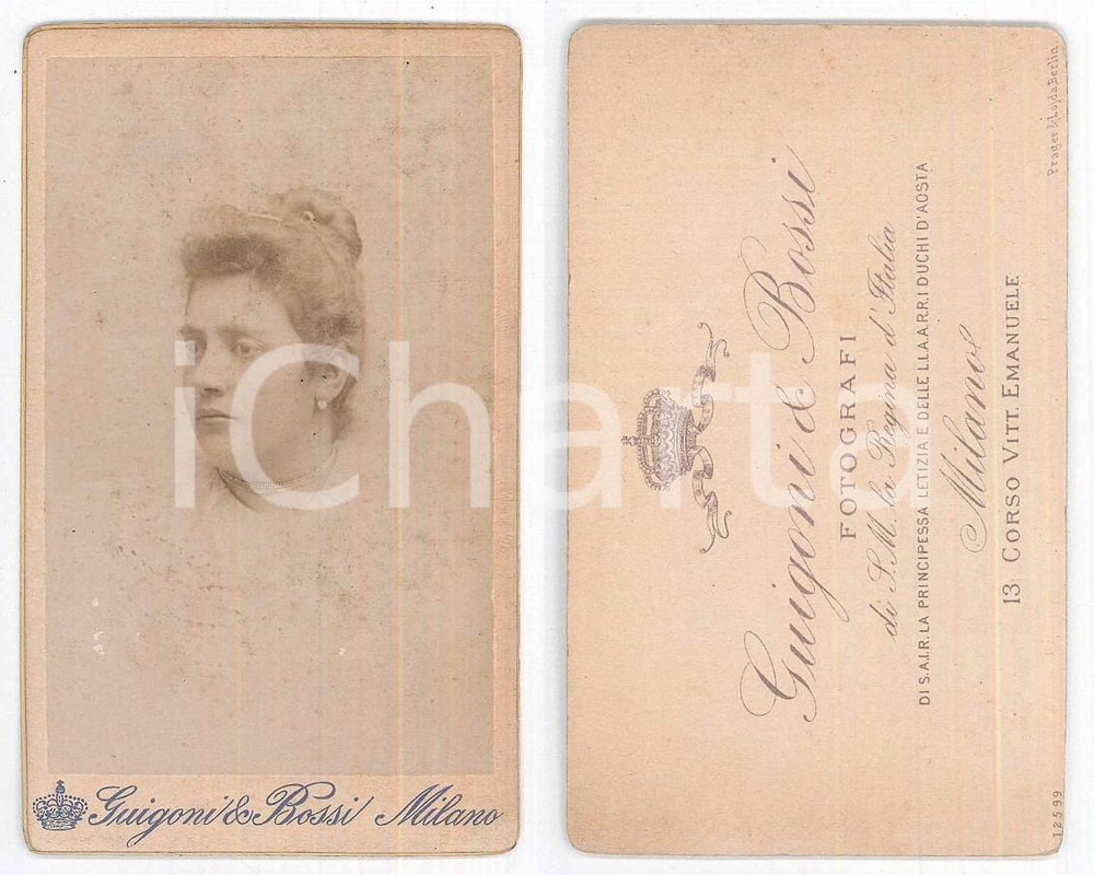 Fotografia d epoca originale 1890 ca MILANO Giovane donna  Busto Foto GUIGONI & BOSSI CDV 1
