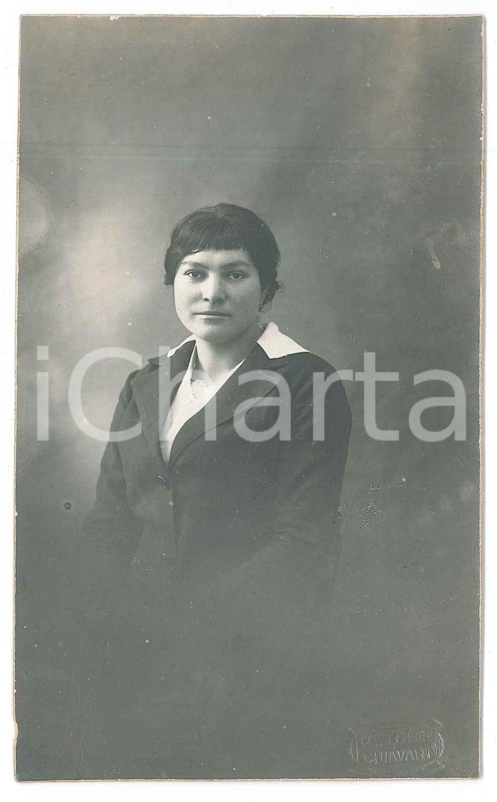 Fotografia d epoca originale 1930 ca CHIAVARI Ritratto di giovane donna  Foto CIVICCHIONI 8x13 cm 1