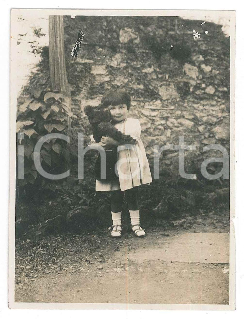 Fotografia d epoca originale 1930 MIAZZINA VCO Bambina con il suo peluche   Fotografia 8x11 cm 1