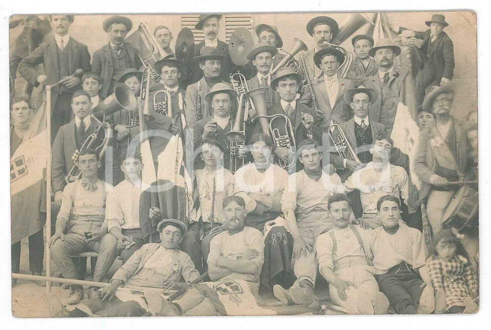 Fotografia d epoca originale 1918 ROLETTO TO Festa leva 1895 e banda musicale Foto cartolina 14x9 cm 1