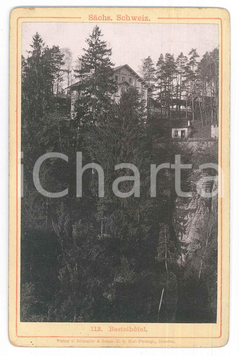 Fotografia d epoca originale 1900 ca SACHSISCHE SCHWEIZ  Basteihotel  VINTAGE photo 11x17 cm 1