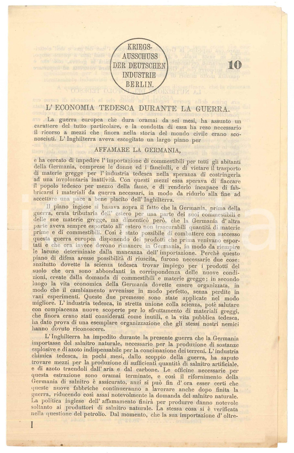 Libro, pubblicazione d epoca 1914 WW1 Kriegsausschuss der deutschen Industrie  Economia tedesca in guerra 1