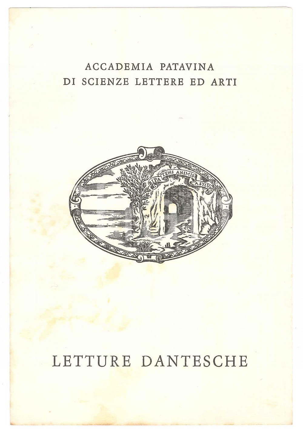 Materiale pubblicitario d’epoca 1955 ca PADOVA Accademia patavina scienze e arti  Letture dantesche  Programma 1