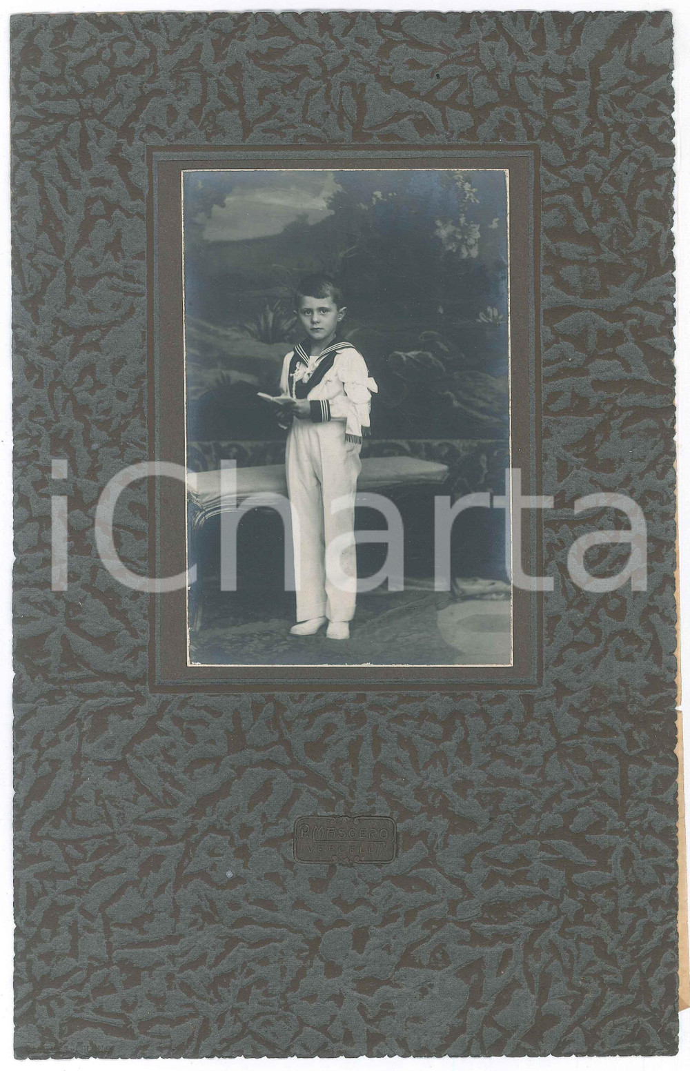 1920 ca VERCELLI Bambino alla Prima COmunione - Ritratto *Foto P. MASOERO 19x30