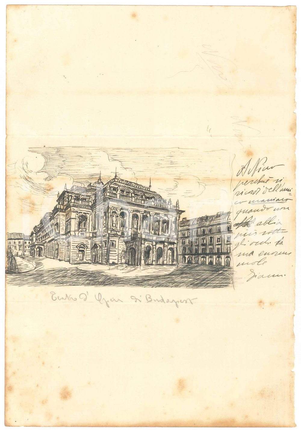 Autografo originale 1925 ca Teatro dell Opera di BUDAPEST  Autografo tenore ? Disegno a china 1