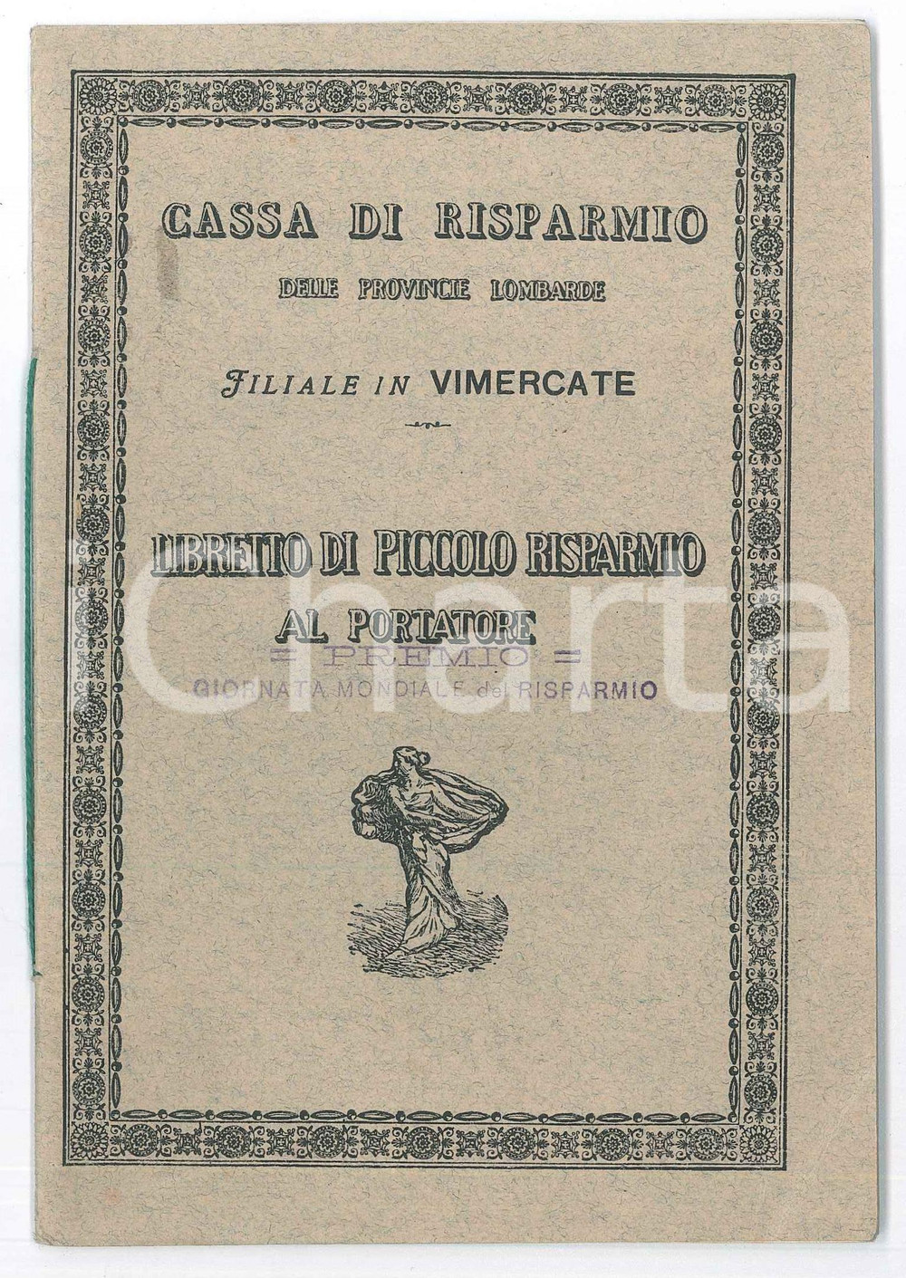 Libro, pubblicazione d epoca 1934 VIMERCATE Cassa di risparmio Provincie Lombarde  Libretto al portatore 1